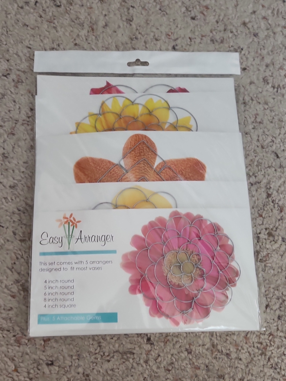 Easy Arranger Set 5 Flower Arrangers And 5 Gems NEW